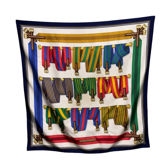 Hermès HERMES Metz 'Les Sangles' Silk Square Scarf - Picture 1 of 16